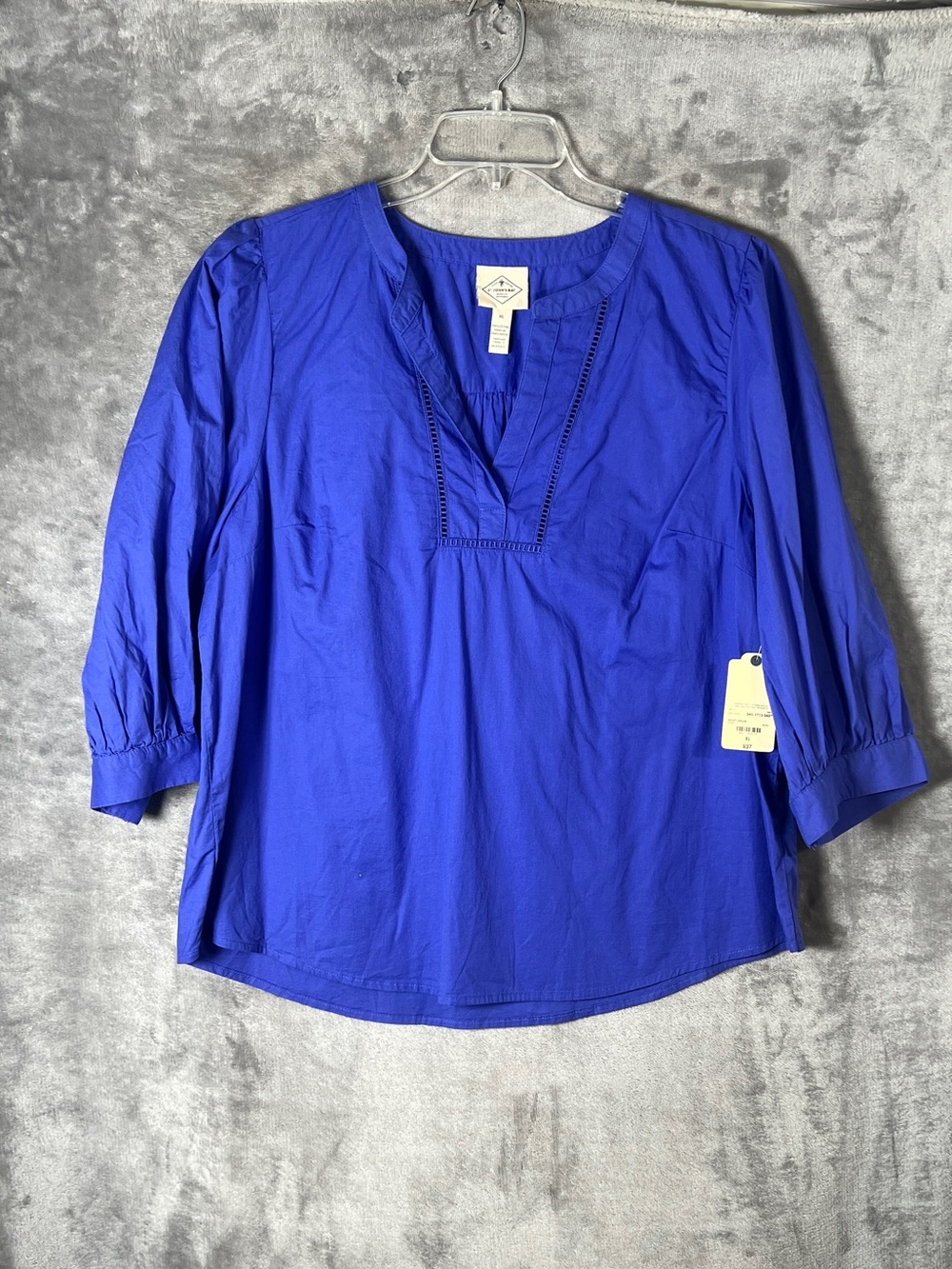 St. John's Bay Royal Blue Split-Neck Tunic Blouse